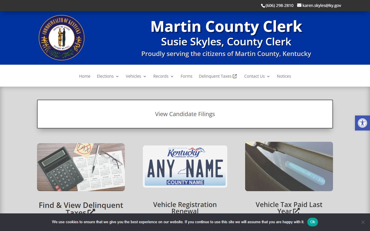 Martin County Circuit Court Clerk distinction from County Clerk homepage source