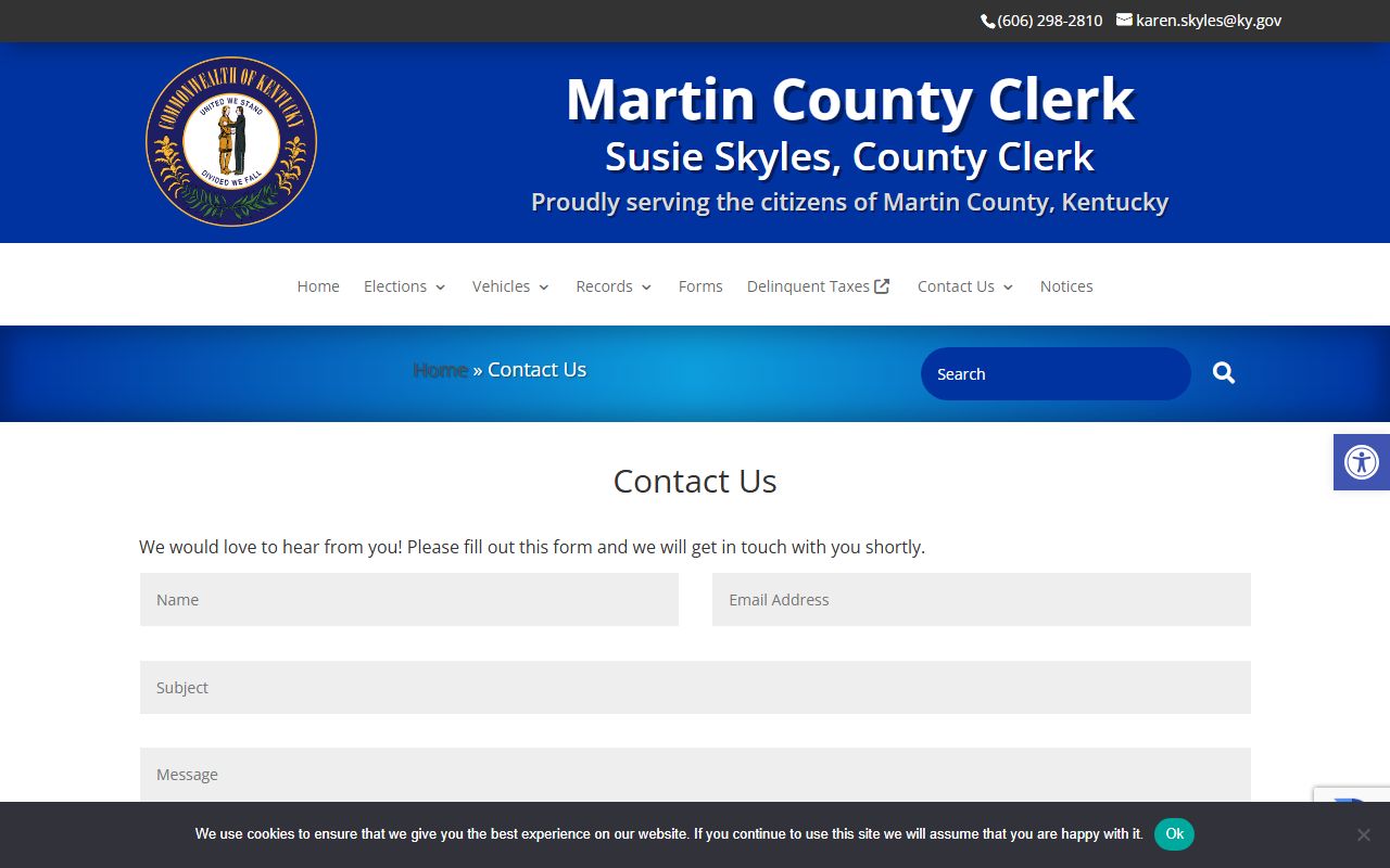 Martin County Circuit Court Clerk distinction from County Clerk contact source
