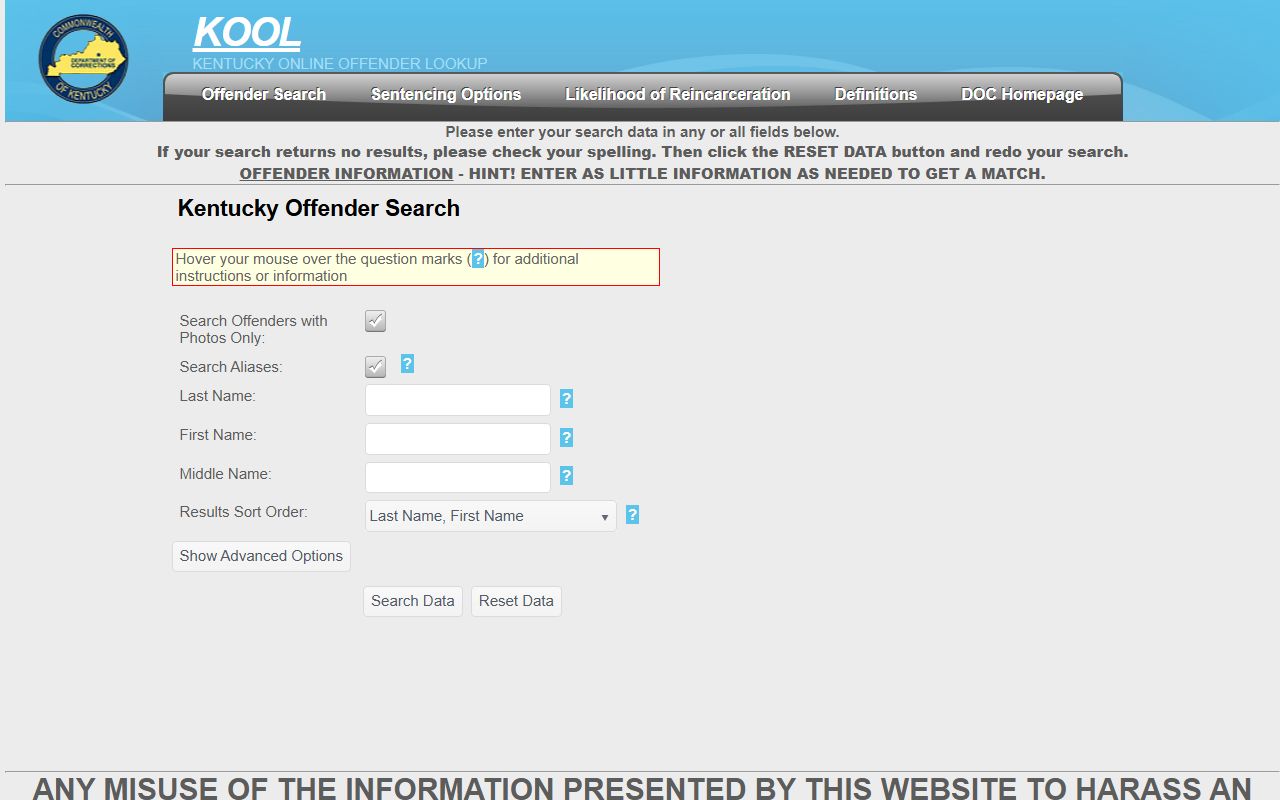 Martin County inmate search Kentucky Online Offender Lookup source