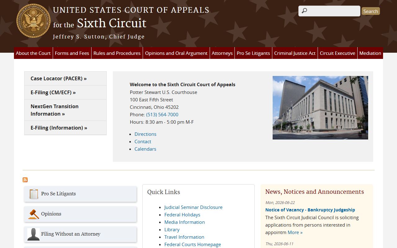 Martin County court records Sixth Circuit federal appeals