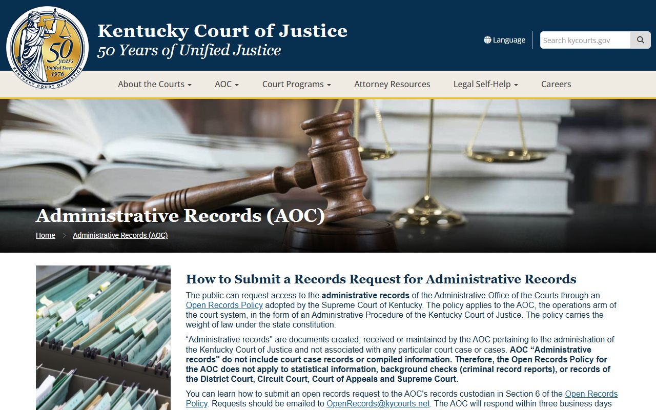 Martin County court records Kentucky AOC administrative records access